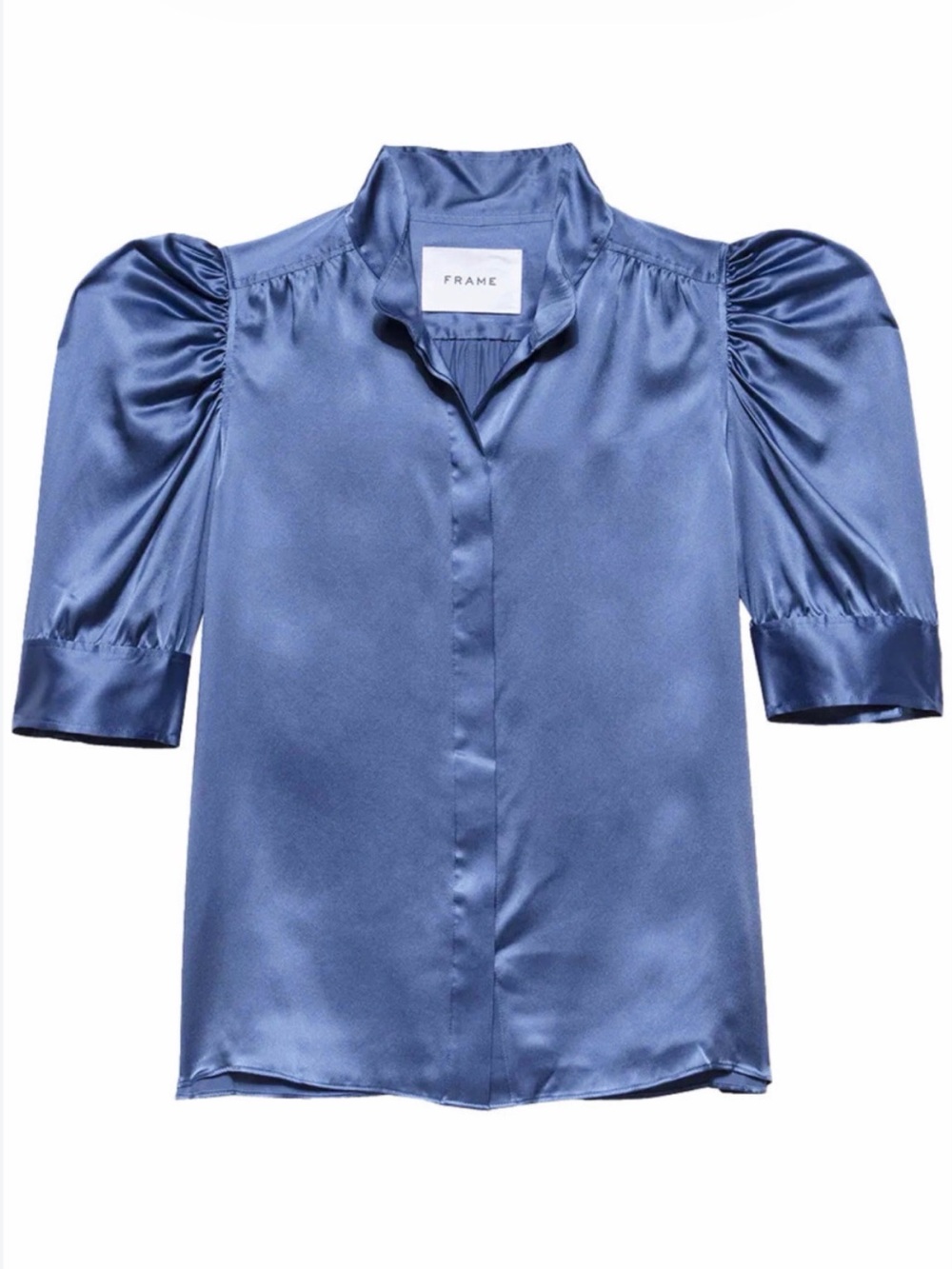 Frame Gillian Slate Blue Silk Blouse Size Small EUC